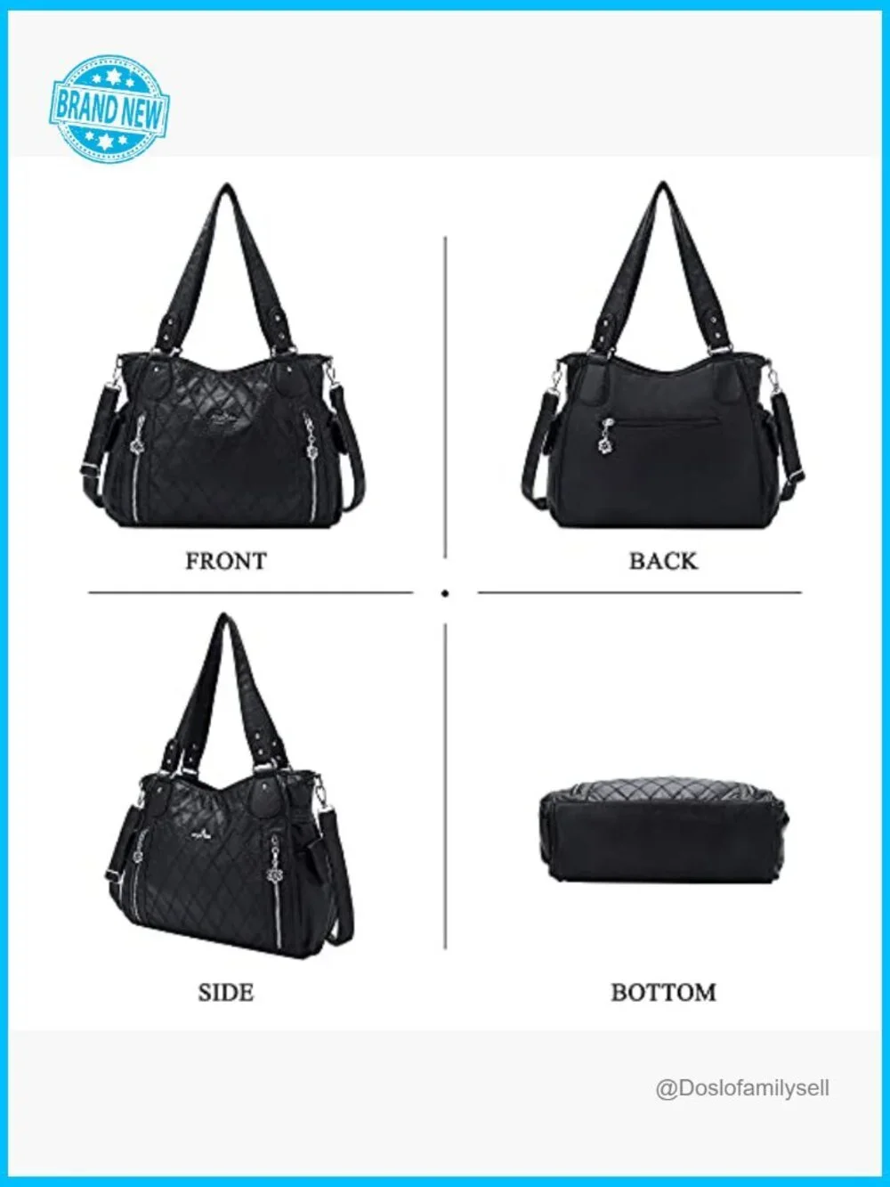 Top-Handle Hobo Purse Roomy Casual Shoulder Bag PU Tote Satchel